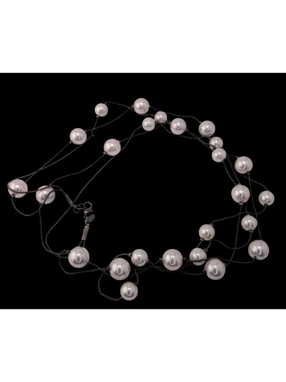 Vintage Roman Lavender Faux Pearl Layered Station Necklace
